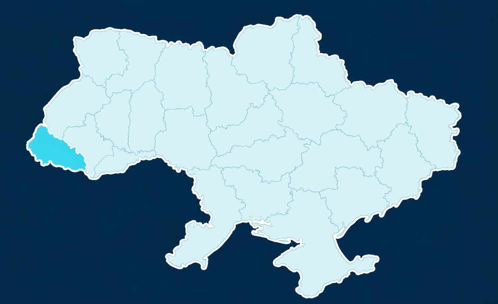 Карта України з виділеною Закарпатською областю